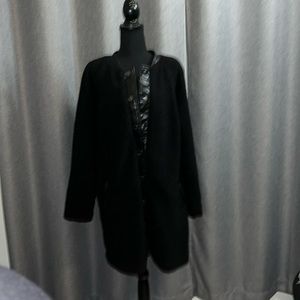 Show snap front jacket Sweater trench coat black